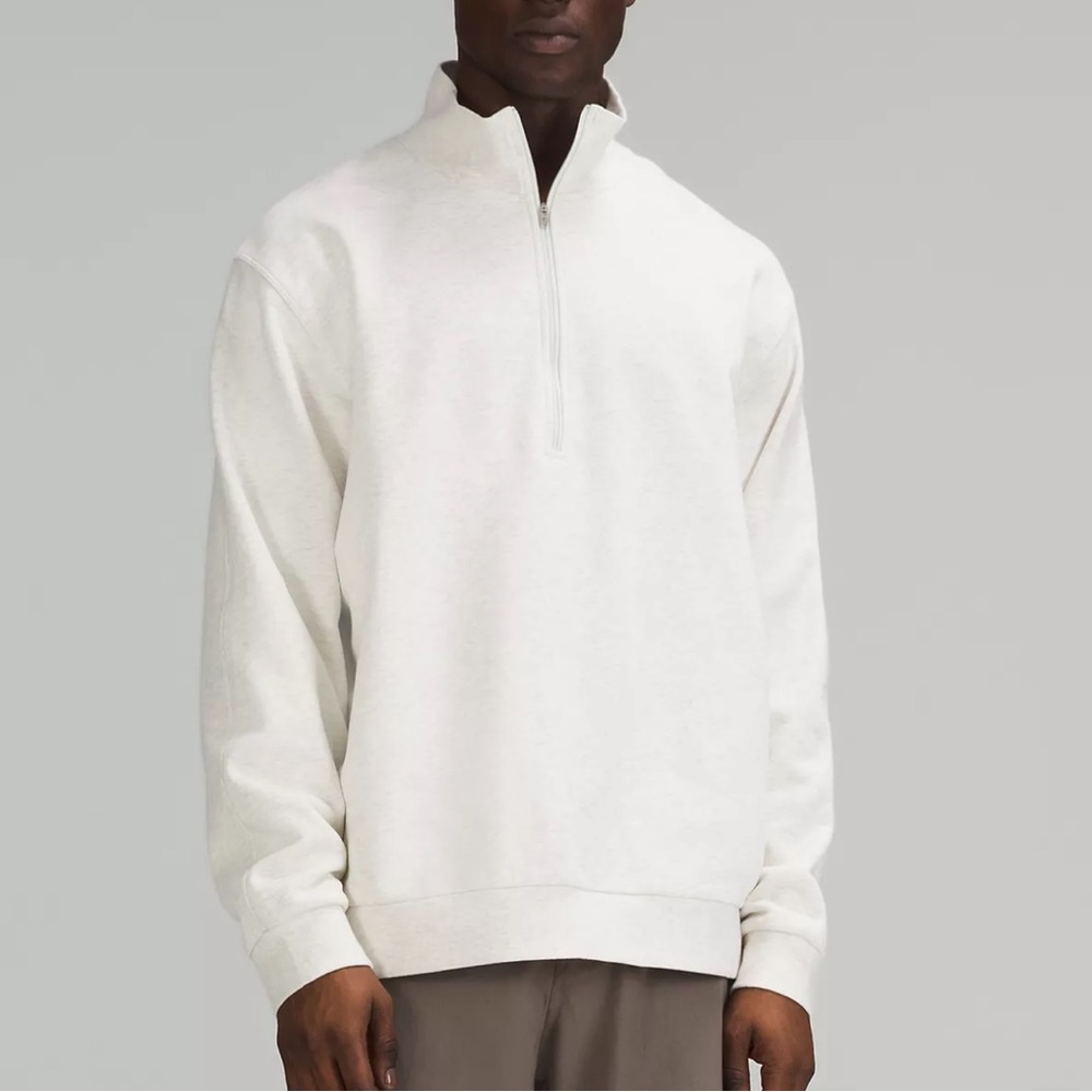 Lululemon French Terry Oversized Half Zip in Heather Bone‎ Sz L